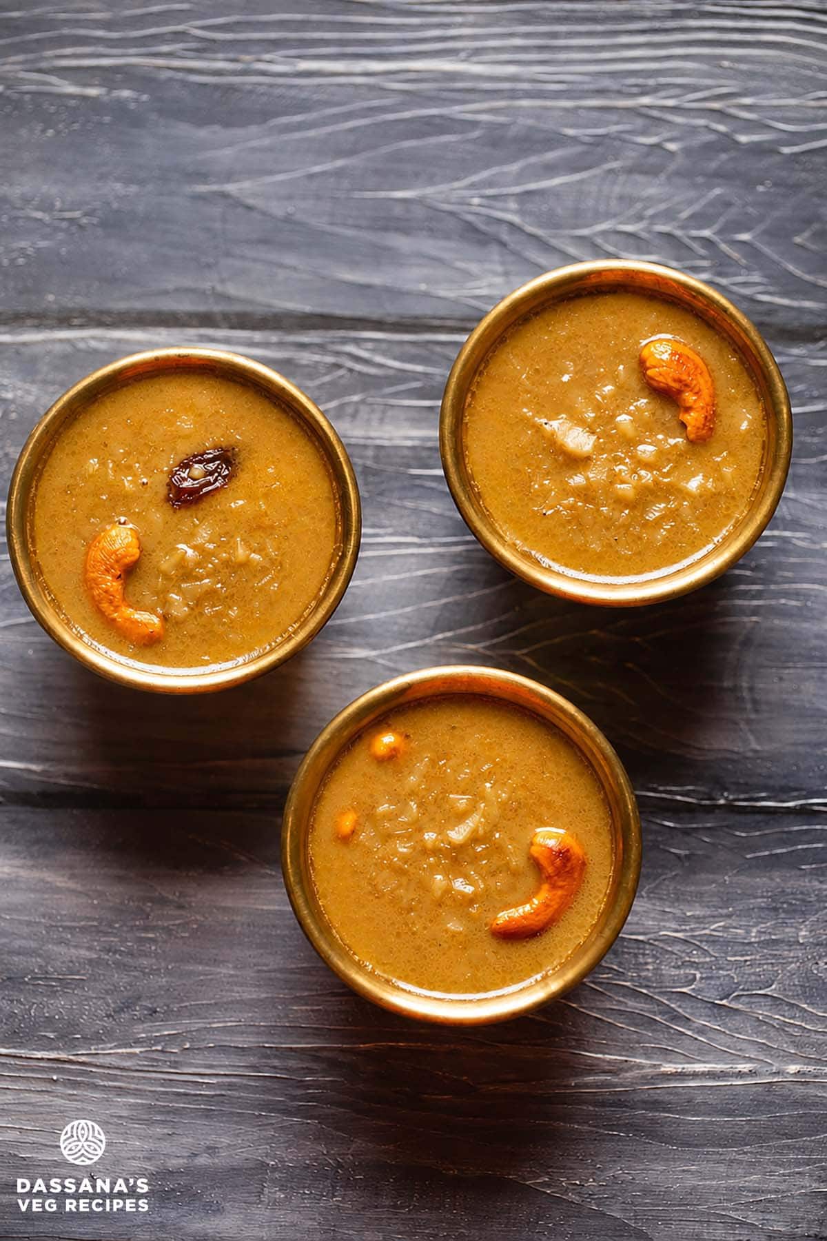 Three bowls of ada pradhaman.