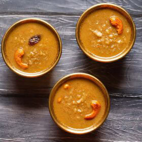 Three bowls of Kerala sweet dessert ada pradhaman.