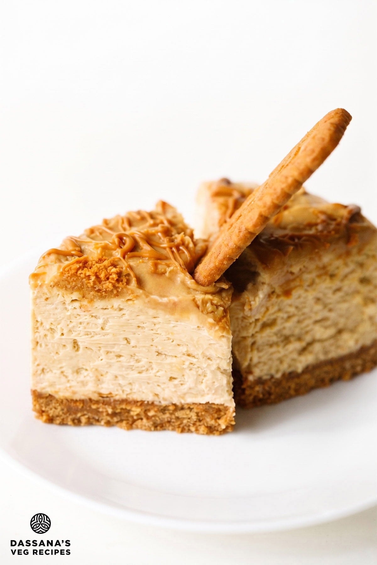 Creamy Biscoff Cheesecake with Biscoff topping.