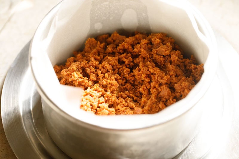 Biscoff and butter mixture in pan.