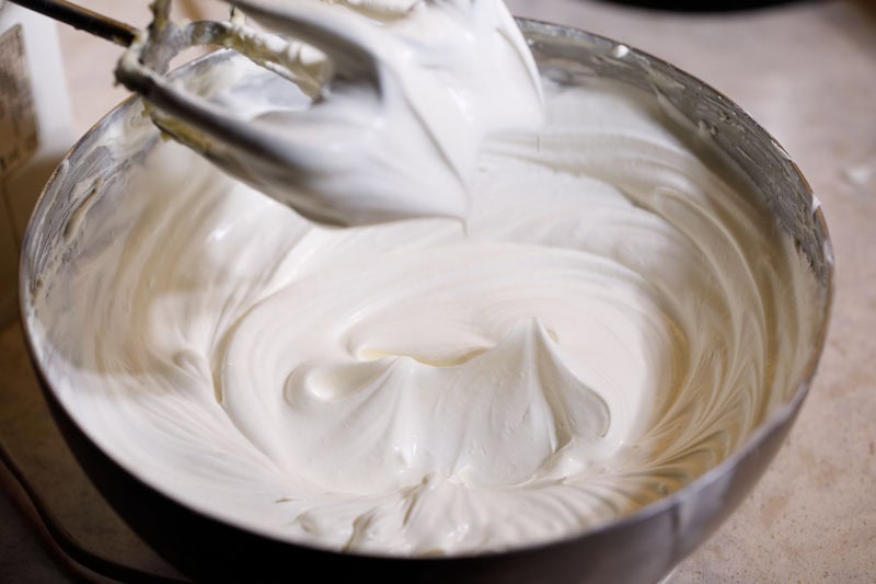 Whipped cream in bowl.